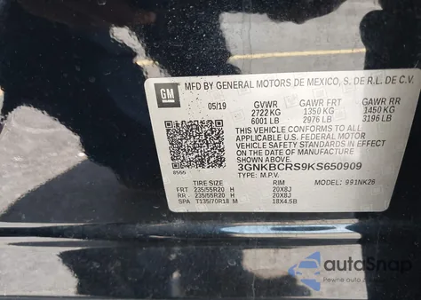 2019 Chevrolet Blazer z USA, uszkodzony, nr VIN 3GNKBCRS9KS650909